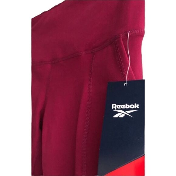 REEBOK Skinny High-rise  Workout Leggings Plum Burgundy Red Wine Size Size: S - Picture 3 of 5